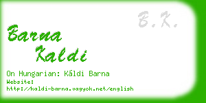 barna kaldi business card